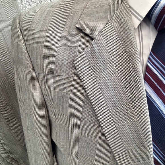 Turnbury Glen Check Plaid Suit 40L 36W 2 PC Business Gray Windsor Preppy Bloke - Picture 2 of 16